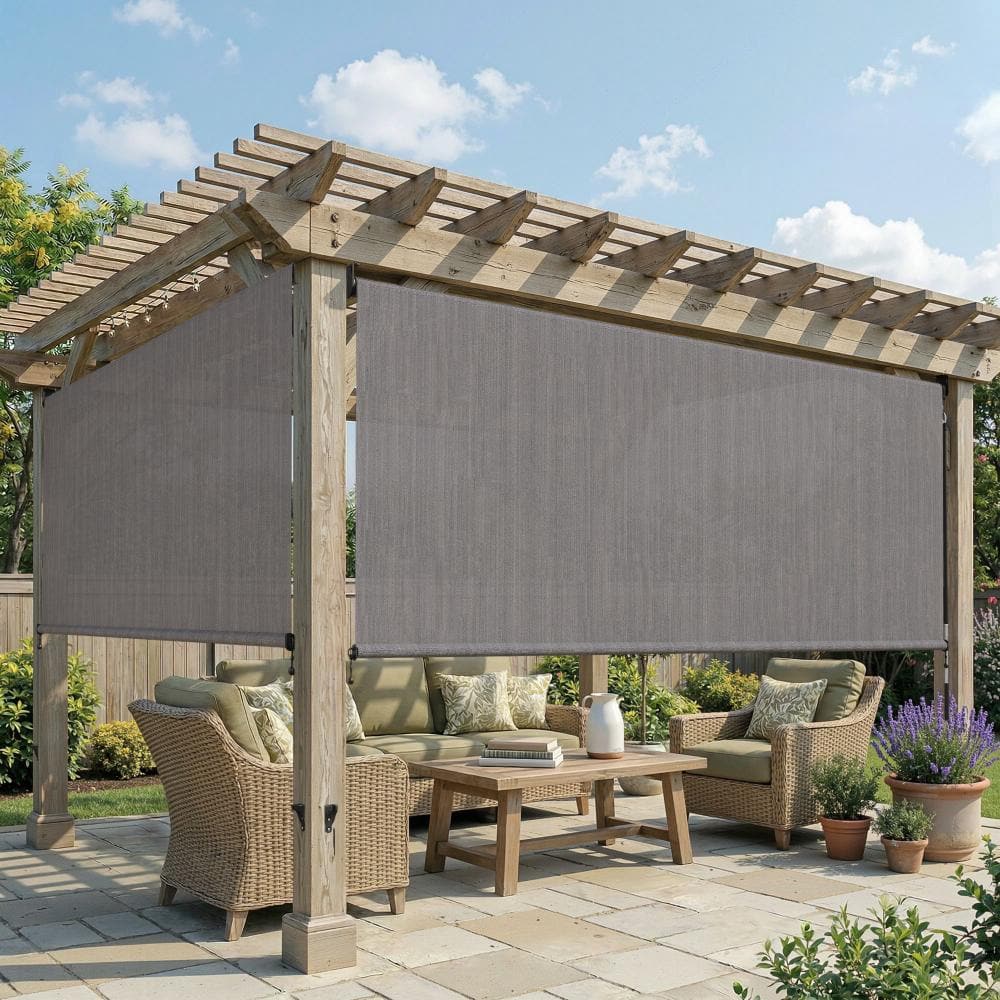 9 ft. x 8 ft. Anthracite Outdoor Roller Shade with Hand Crank, 95% UV Block Privacy Sun Shade for Patio and Pergola price history on PriceWatchPro