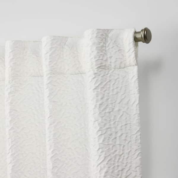 Textured Matelasse Snowflake Abstract Light Filtering Hidden Tab / Rod Pocket Curtain, 50 in. W x 108 in. L (Set of 2)