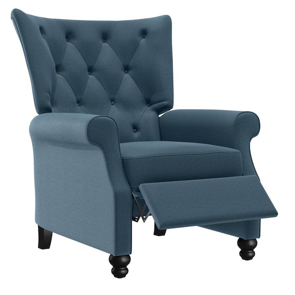 ProLounger Caribbean Blue Velour Fabric Tufted Push Back Recliner