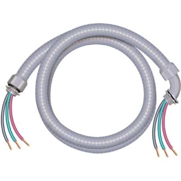 Southwire 3/4 in. x 6 ft. 8/2 Ultra-Whip Liquidtight Flexible Non-Metallic  PVC Conduit Cable Whip 55189307 - The Home Depot