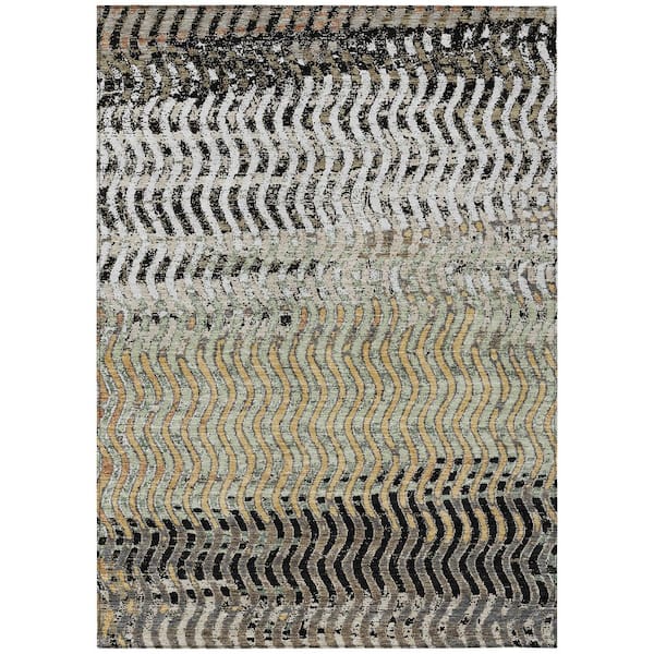 Chantille Machine Washable Indoor/Outdoor Abstract ACN3001 Black 10 ft. x 14 ft. Area Rug