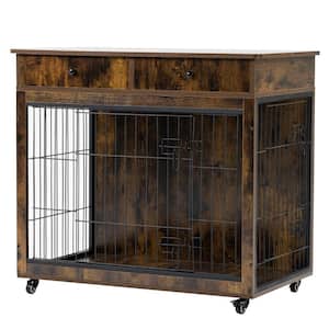 Any Furniture Style Dog Crate, Wooden Decorative Dog Kennel with Drawer, Pet Crate End Table for Small Dog in Brown