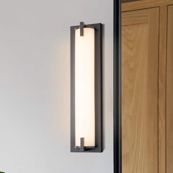 17.5 in. 1-Light 24-Watt Oil-Rubbed Bronze LED Bathroom Vanity Light Bar with Acrylic Shade