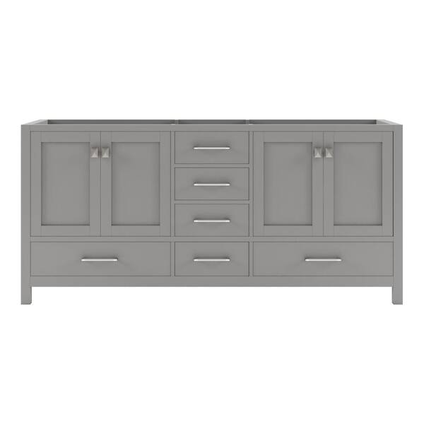 Virtu USA Caroline Avenue 72 in. W Bath Vanity Cabinet Only in Gray