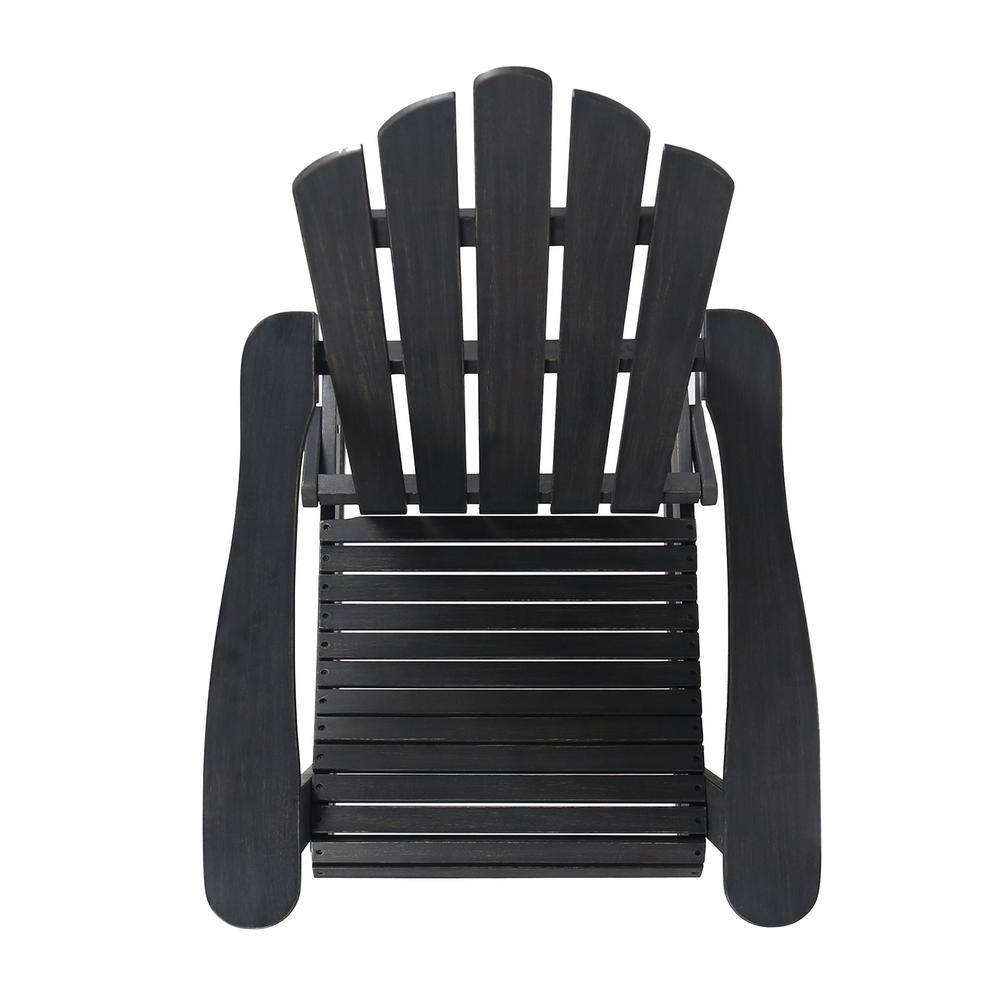 Farmhouse Dark Gray Wooden Rocker Armchair with Foldable Design