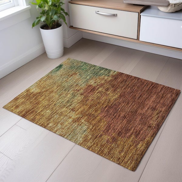 Mayfield Premium Machine Washable Abstract AMF1138 Paprika 2 ft. x 3 ft. Area Rug