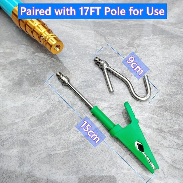 YICHUHAOXI 17 ft. High-Density Carbon Fiber Cable Wire Pull Push Telescopic Pole with Multi-Section Locking for Coax Electric Line