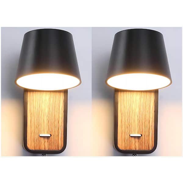 INNOBULE 1-Light Black Plug-In Swing Arm Wall Lamp (Set of 2)