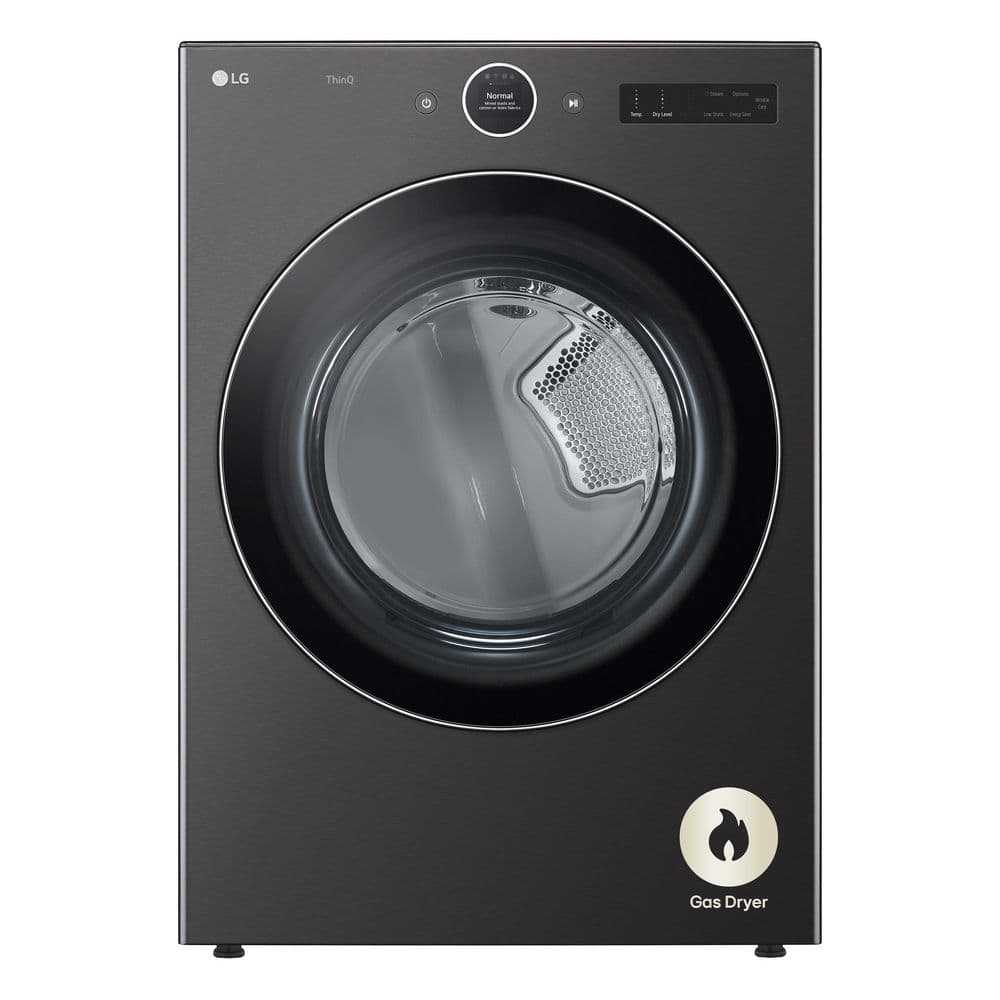 LG 7.4 cu. ft. Vented Stackable SMART Gas Dryer in Black Steel