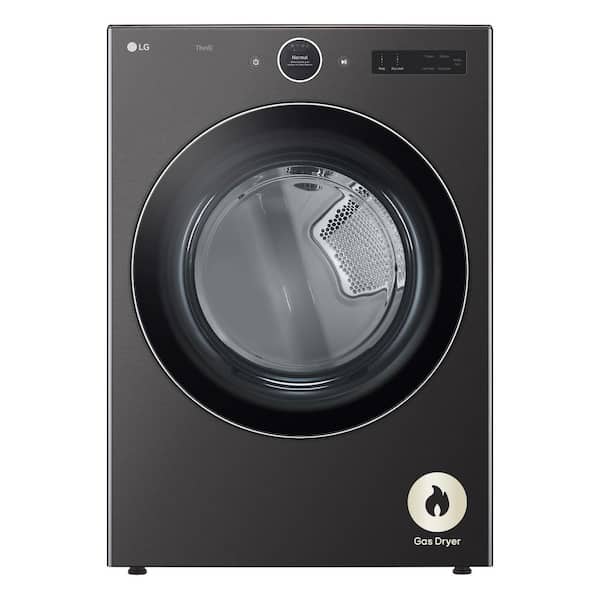 7.4 cu. ft. Vented Stackable SMART Gas Dryer in Black Steel with TurboSteam and AI Sensor Dry Technology