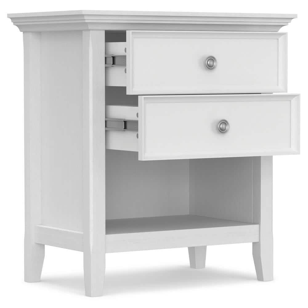 Amherst Solid Wood White 2-Drawer Bedside Table