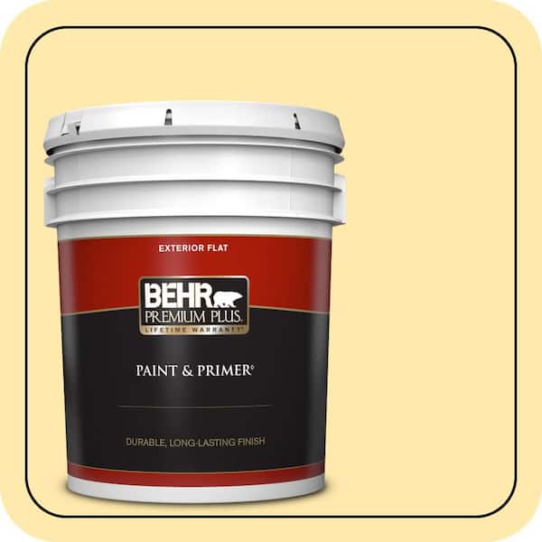 BEHR PREMIUM PLUS 5 gal. #360A-3 Banana Split Flat Exterior Paint & Primer