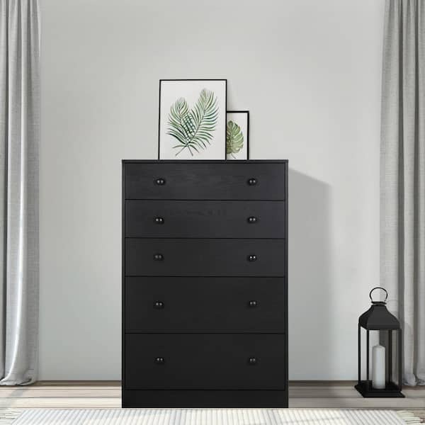 VEIKOUS Oversized 5-Drawer Black Chest of Drawers Dresser with 2-Large Drawers 47.6 in. H x 31.5 in. W x 15.7 in. L