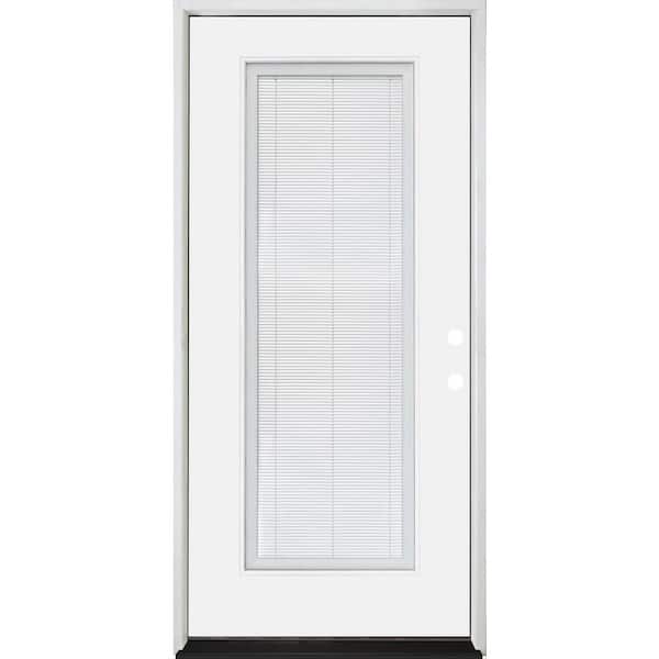 Steves & Sons Legacy 32 in. x 80 in. Fulllite MicroBlind Clear Glass LHIS White Primed Fiberglass Prehung Front Door