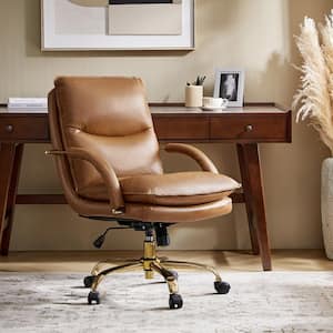 Calel Camel Genuine Leather Swivel Office Chair