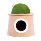 Green Cactus Cat Cave House with Sisal Scratching Post