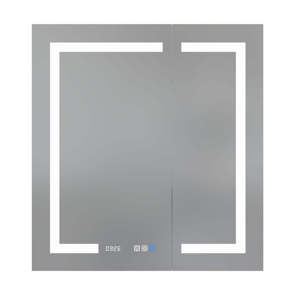 30 in. W x 32 in. H Rectangular Sensor Light Medicine Cabinet with Mirror Tempered Glass, Adjustable Shelves and Clock price history on PriceWatchPro