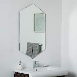 Decor 24 in. W x 40 in. H Frameless Hexagon Beveled Edge Bathroom Vanity Mirror in Silver