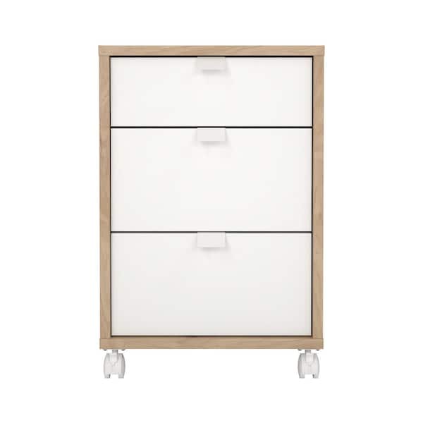 Sign Jackson Hickory/White 23.95 in. 3 Drawer Mobile Cabinet