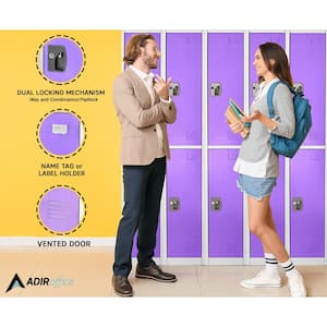 629-Series 72 in. H 2-Tier Steel Key Lock 2-Shelf Storage Locker Free Standing Cabinets for Home, School, Gym in Purple