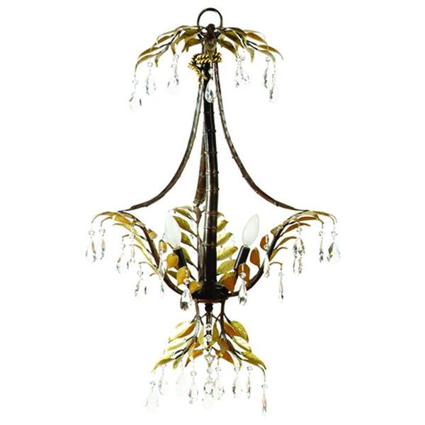 Yosemite Home Decor New Plantation Collection 3-Light Maple with Oxido Highlight Hanging Chandelier with Faceted Crystals