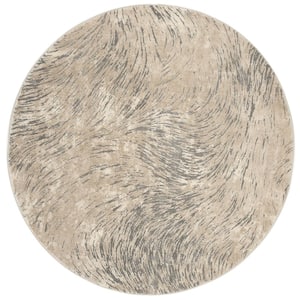 Meadow Ivory/Gray 7 ft. x 7 ft. Abstract Round Area Rug
