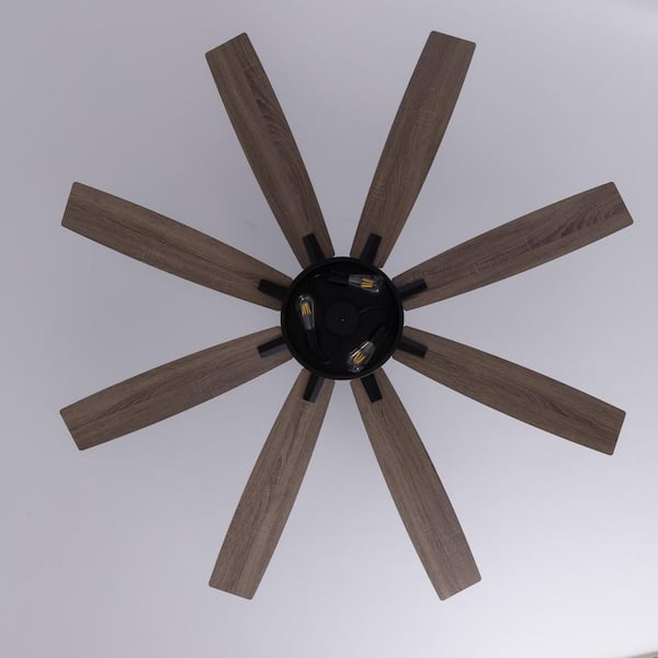 72 in. Indoor Matte Black Caged Ceiling Fan with Light Kit, Reversible Blades and Remote Included