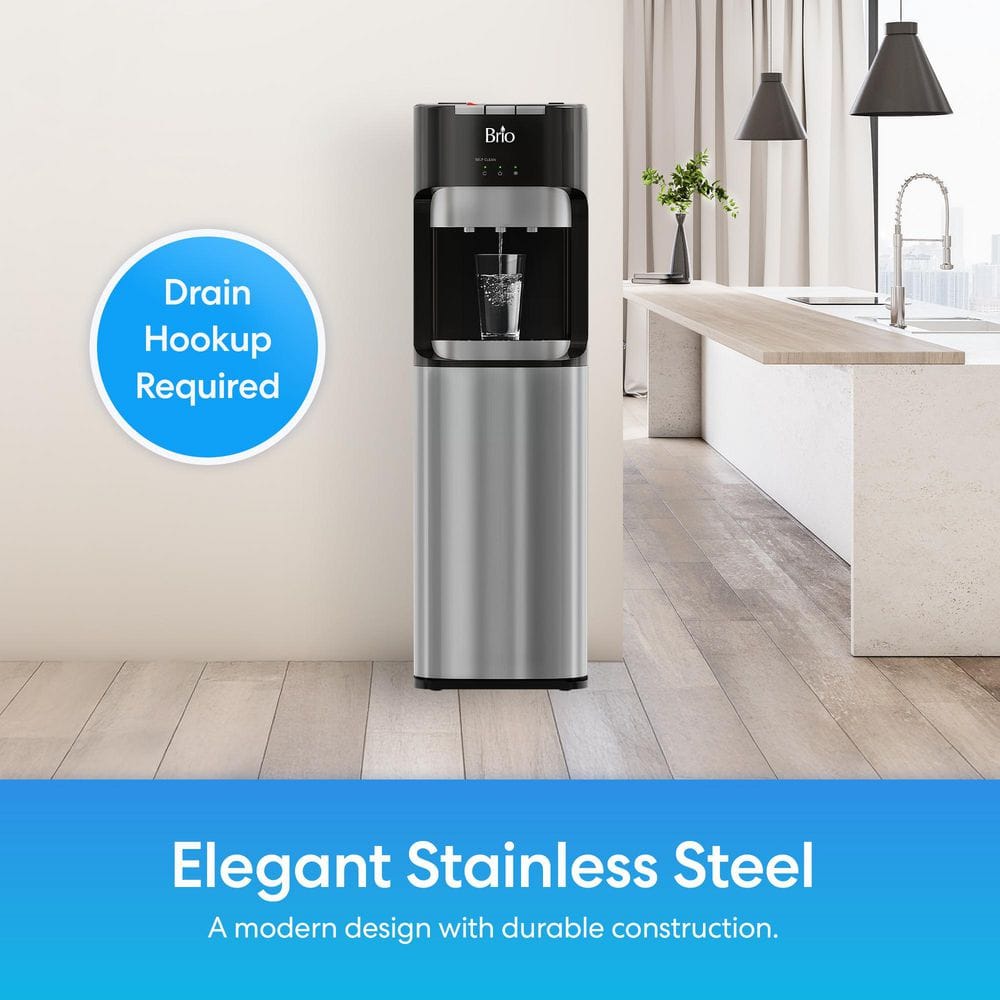 Brio Black and Silver Bottleless Electric Water Dispenser with Filter