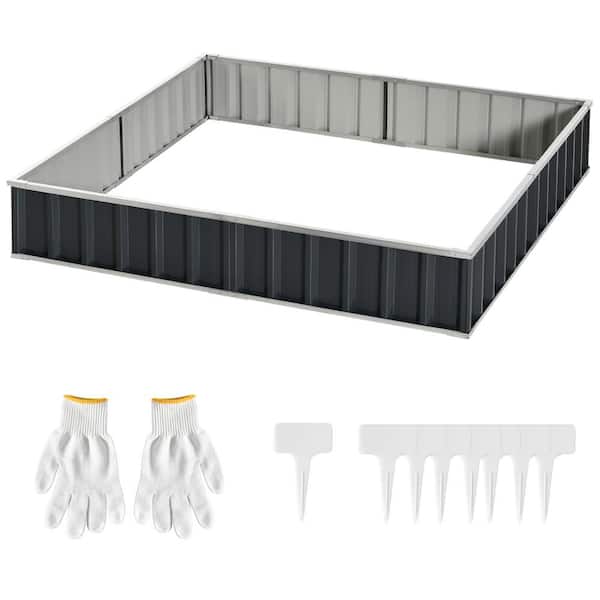 101.5 in. L Dark Gray Galvanized Steel Rectangular Raised Garden Bed, Floor Planter Box for Vegetables, Flowers andHerbs