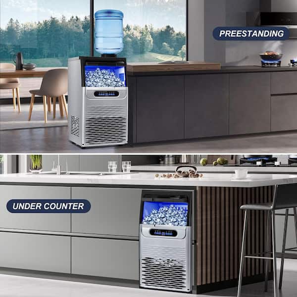 Zomagas 100LBS/24H Commercial Ice Maker Machine, Dual Water Inlet