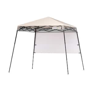 8 ft. x 8 ft. Beige Outdoor Pop-Up Canopy Tent with Central Lock Design, Slant Legs, Backpack
