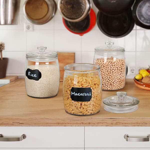 2-Piece 0.5 gal. Wide Mouth Glass Cookie Jars with Lid, Glass Canisters for Kitchen Storage and Laundry Organization