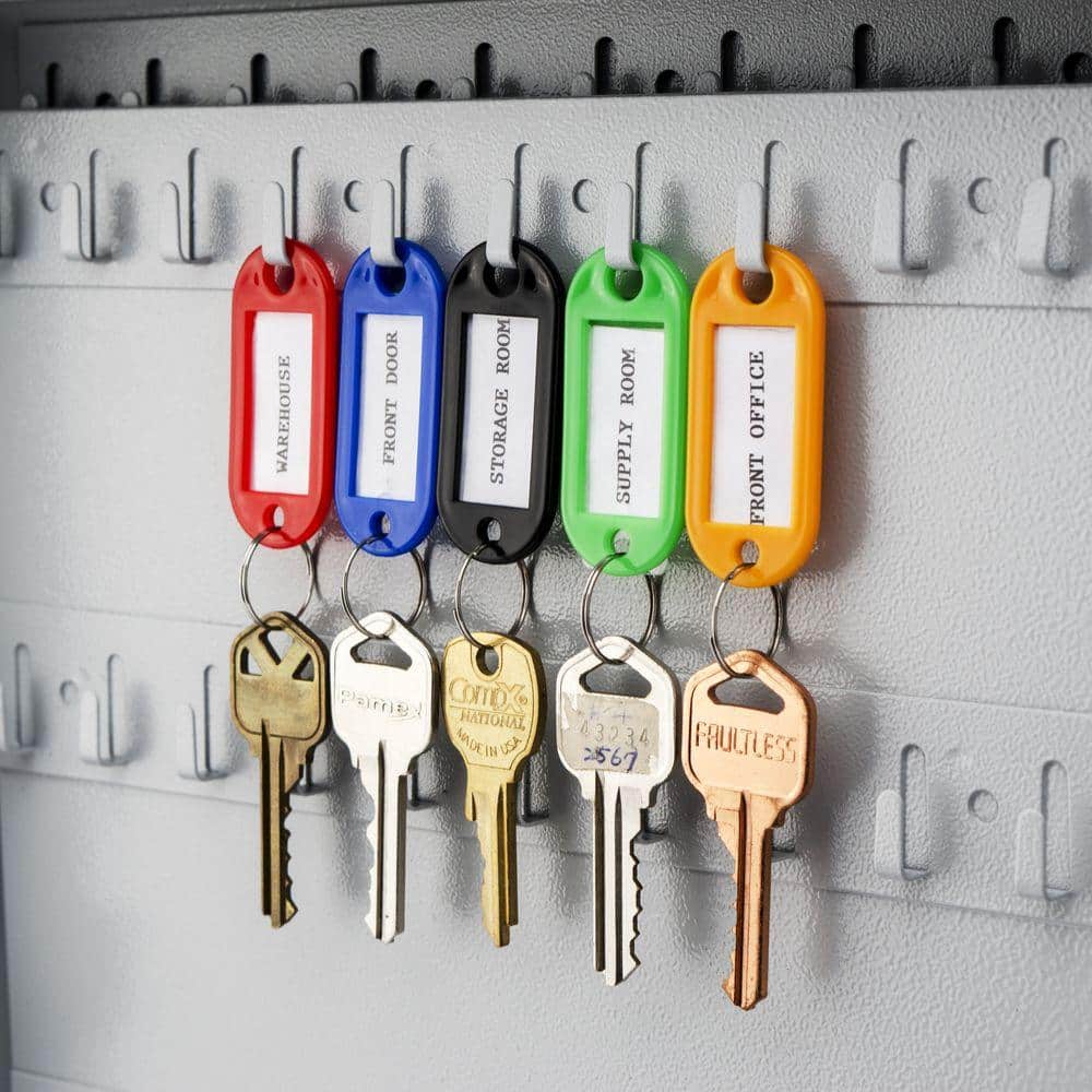 Assorted Color-Coded Key Tags with Paper Inserts, 50-Pack
