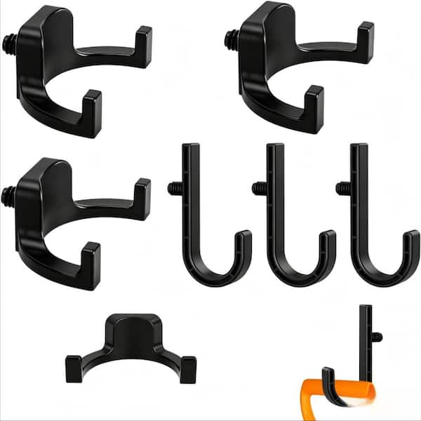 5.31 in x 3.27 in Storage Shed Hooks Easy Install Black 6-Piece