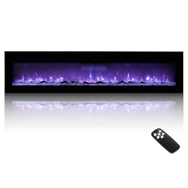 72 in. Electric Fireplace, 1500W Wall Mounted & Recessed Fireplace with Remote, Timer & Adjustable Flame for Living Room