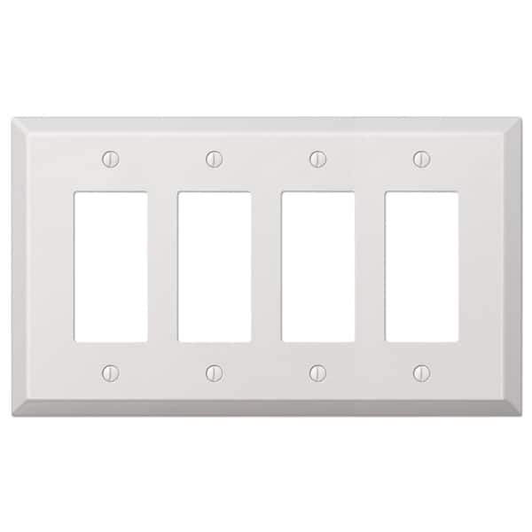 Oversized 4-Gang White Decorator/Rocker Metal Wall Plate