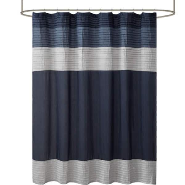 Aoibox Lightweight 72 in. W x 72 in. L Faux Silk Polyester Shower Curtain Sets in Navy Blue