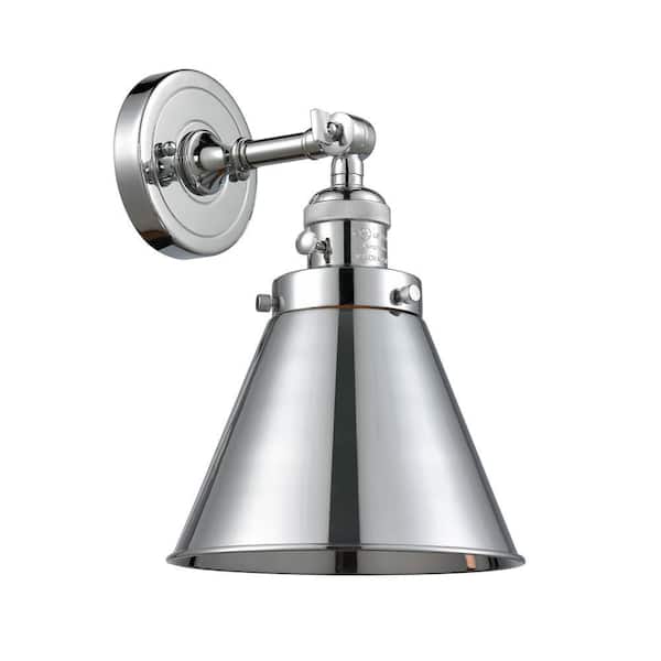 Appalachian 1-Light Polished Chrome Wall Sconce with Silver Metal Shade