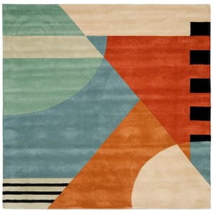 Rodeo Drive Gold Abstract 6 ft. x 6 ft. Square Area Rug
