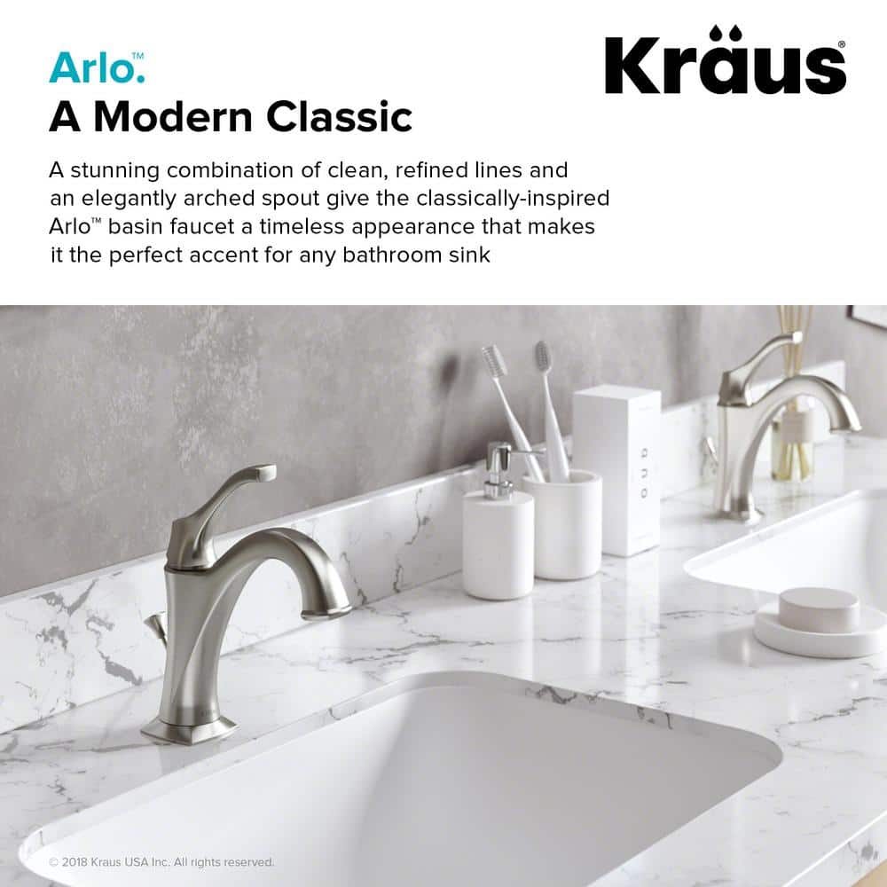 Arlo Spot-Free Brushed Nickel Single Handle Bathroom Faucet Set
