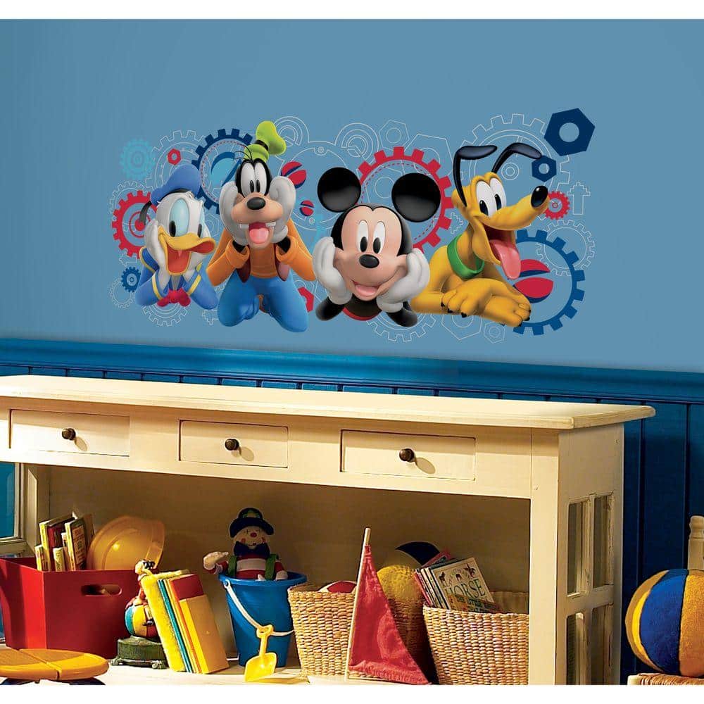 Peel Wall x - - 5 in. & RoomMates Home Capers Friends Mickey Mouse Stick The in. Clubhouse and Decal Giant RMK2561GM Depot 19 Mickey
