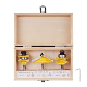 Router Bits Set 3-Pieces Carbide Router Bit Kit 1/4 in. Shank Wood Carrying Case Tools for Particle Board