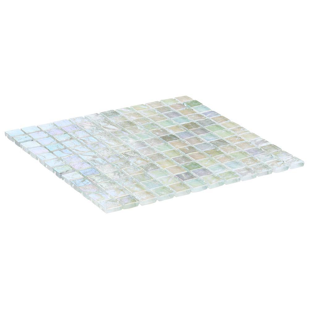 Shallows White Iridescent Glass Mosaic Wall Tile