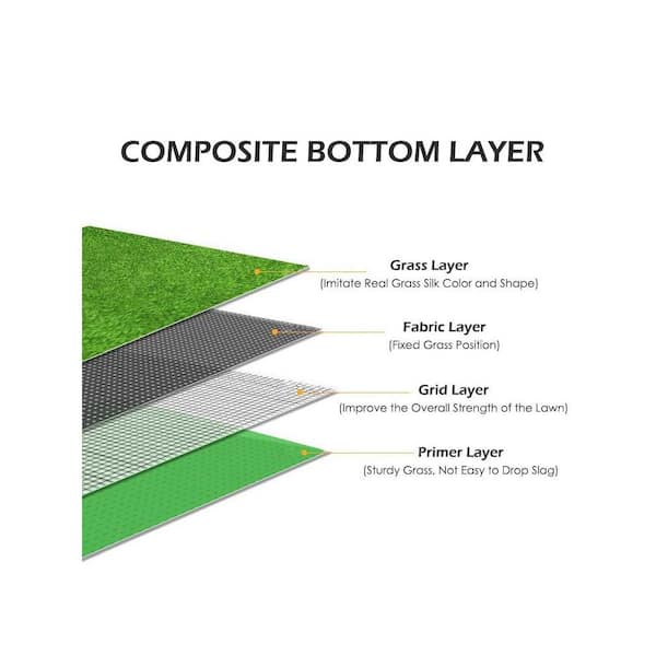 Agfabric 12 ft. x 6 ft. Green Artificial Grass Carpet 1.37 in. Mat for Outdoor Garden Landscape Balcony Dog Grass Rug