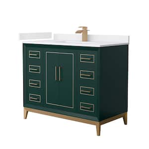 Marlena 42 in. W x 22 in. D x 35.25 in. H Single Bath Vanity in Green with White Cultured Marble Top