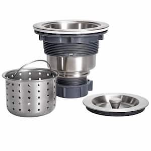 3.85 in. H x 4.45 in. W x 4.45 in. D Silver Sink Drain Kit with Deep Sink Strainer Basket, Sink Stopper and Sealing Lid