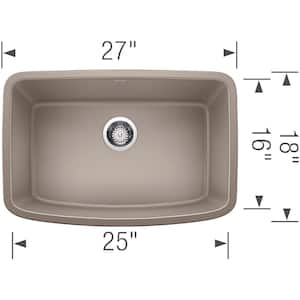 Valea Undermount Granite 27 in. x 18 in. Single Bowl Kitchen Sink in Truffle