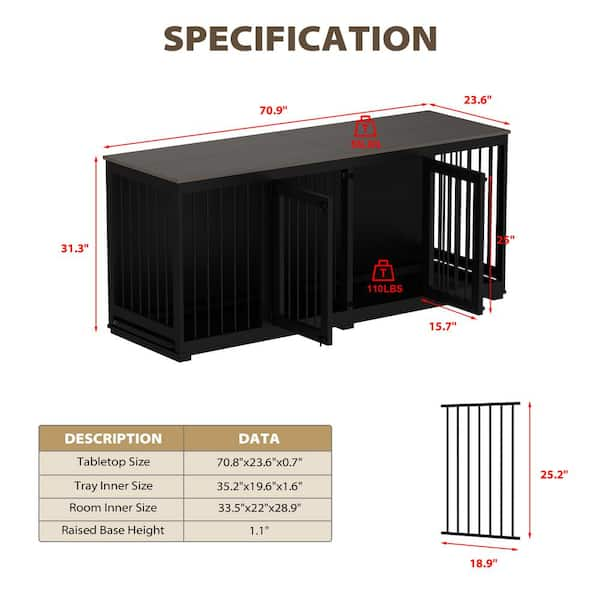  LVZBR Large Dog Crate Furniture for 2 Dogs, 71 Inch Heavy Duty  Dog Kennel Furniture with 2 Drawers & Removable Divider and Pet Mat for  Large and Medium Dogs Indoor : Pet Supplies