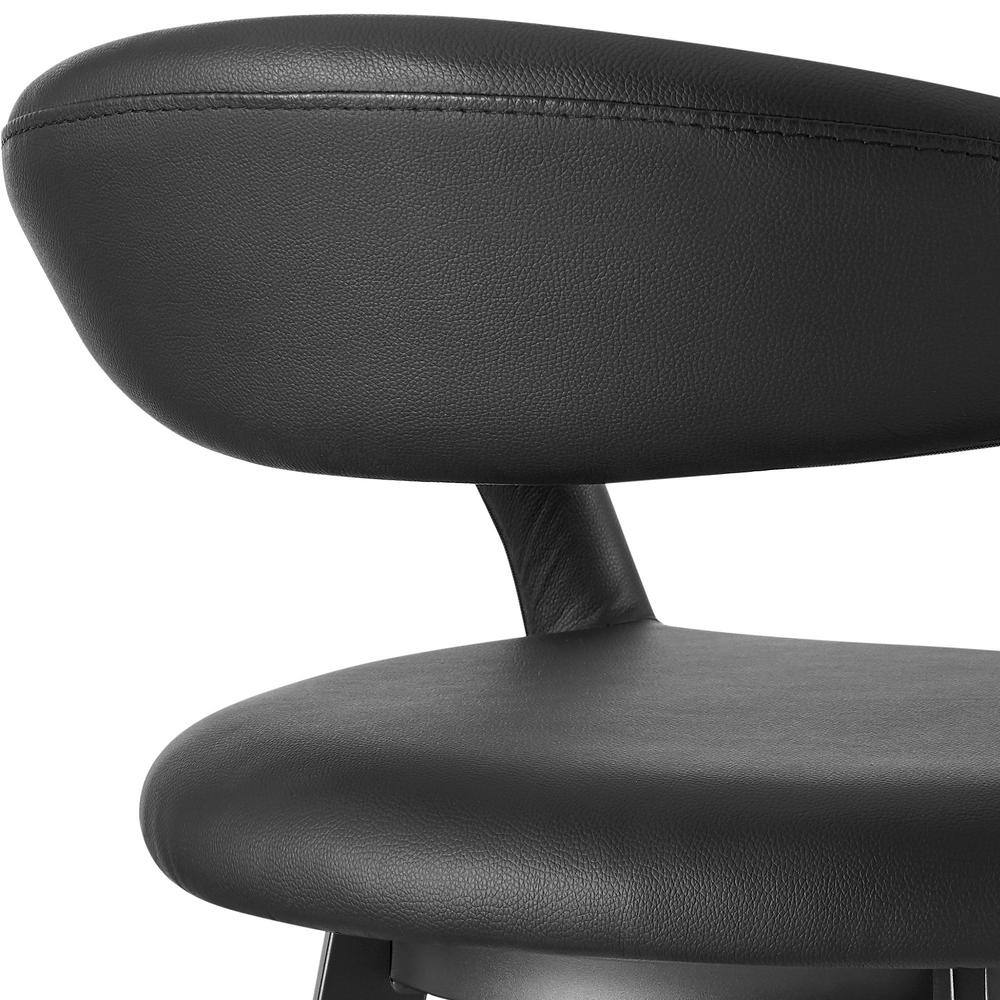 Ramona 26" Black Faux Leather Swivel Counter Stool with Metal Frame