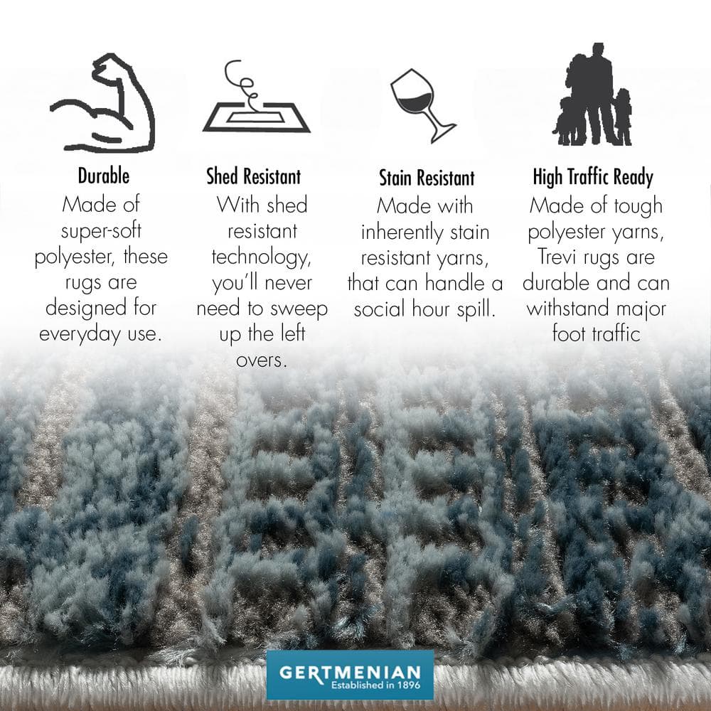 Blue and Gray Tufted Rectangular Synthetic Area Rug